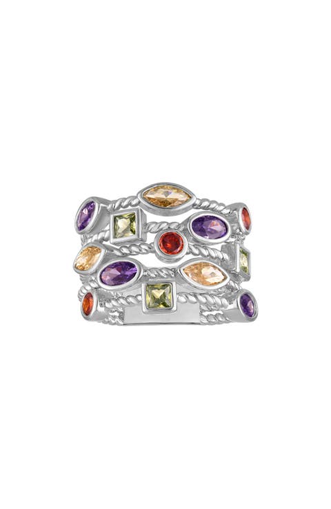 Multicolor Cubic Zirconia Cocktail Ring