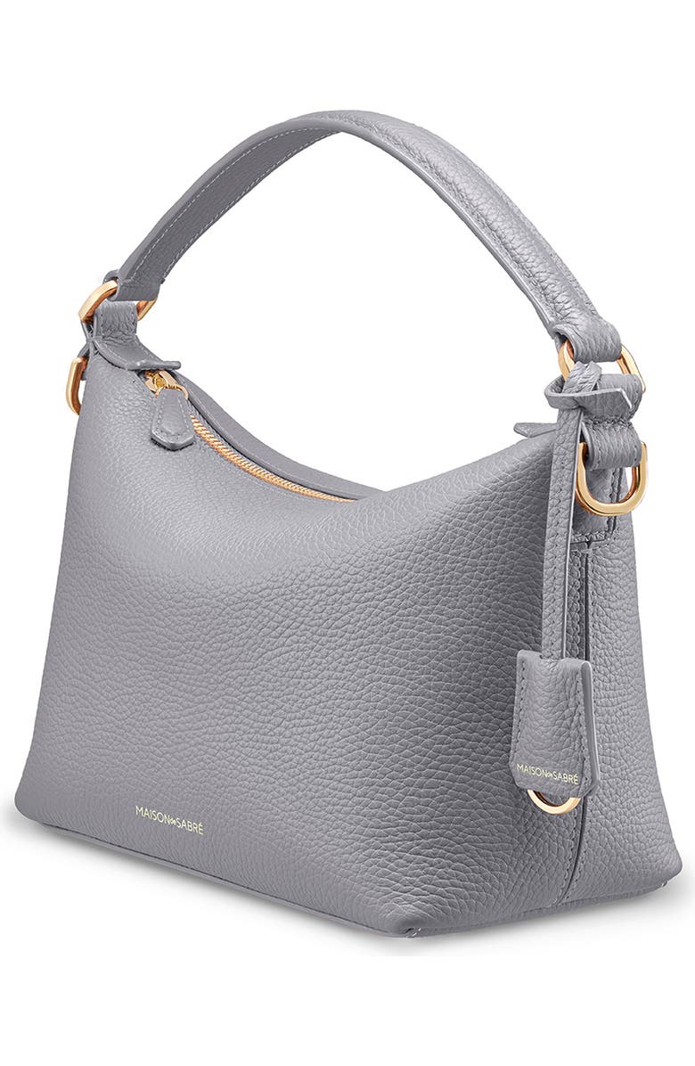 MAISON de SABRÉ Small Leather Soft Hobo, Alternate, color, Dove Grey