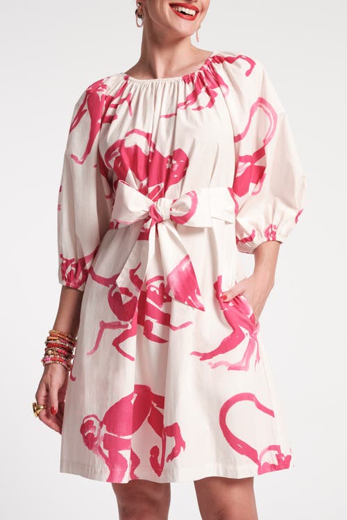 Shop Frances Valentine Bliss Mini Dress Cotton In Oyster/pink