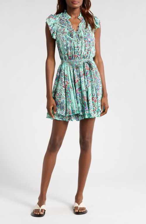 Poupette St Barth Callie Print Cover-Up Minidress in Mint Exotic Forest  product