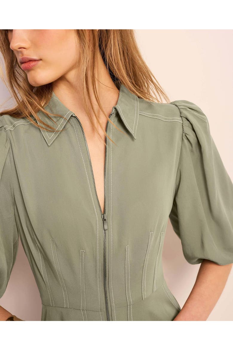 Utility Zip Midi Shirt Dress, Alternate, color, Khaki