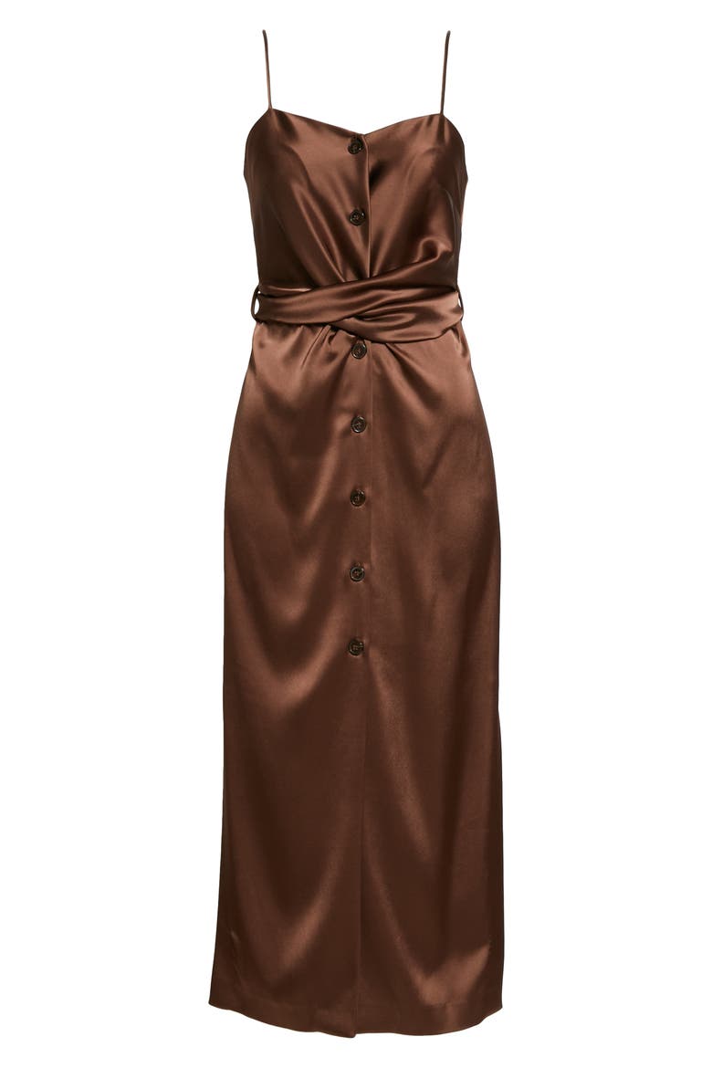 Sayan Satin Slipdress, Alternate, color, BROWN