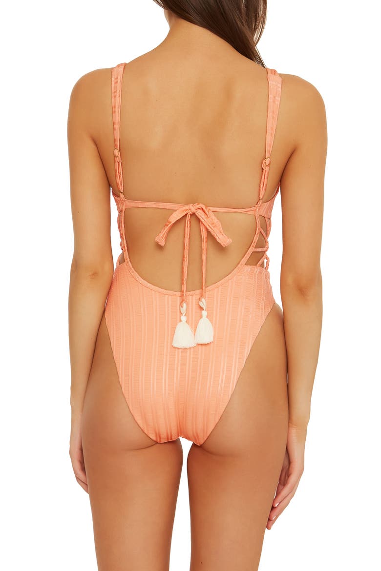 Champagne Cutout One-Piece Swimsuit, Alternate, color, CREAM PUFF