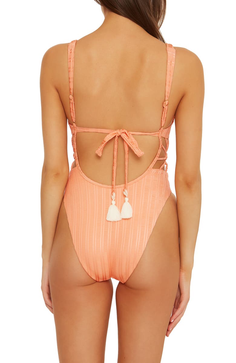 Isabella Rose Champagne Cutout One-Piece Swimsuit, Alternate, color, 