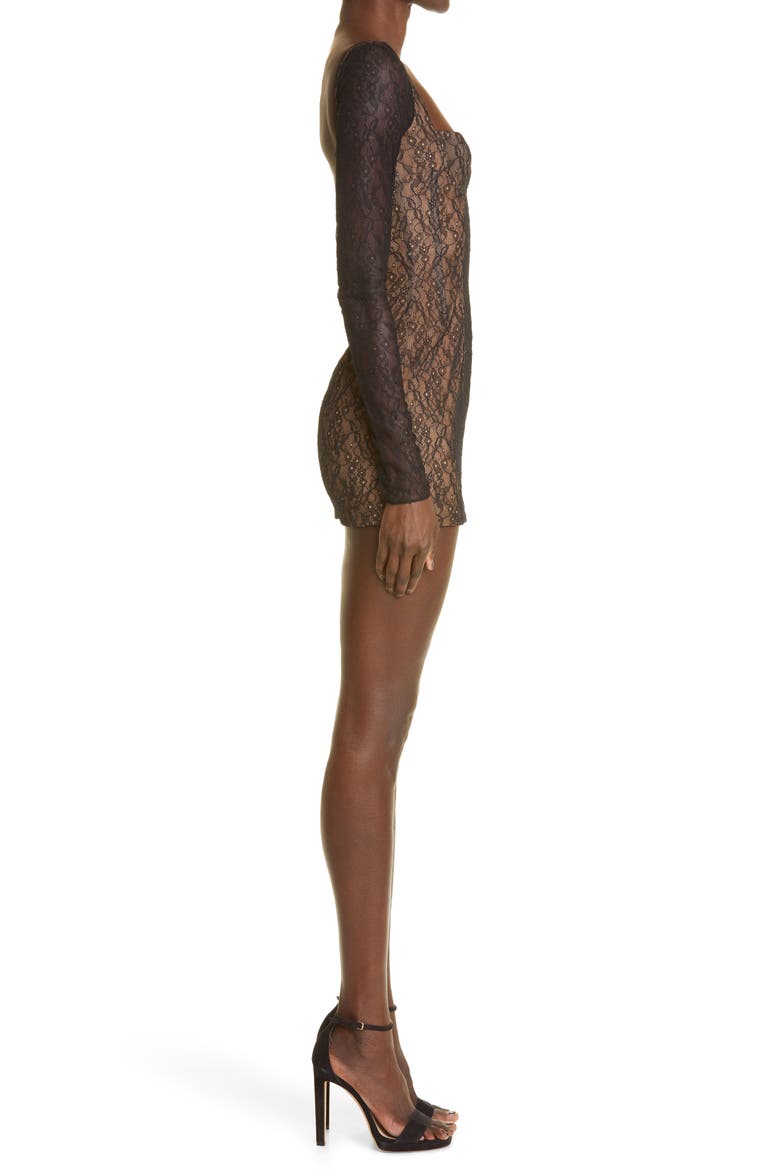 Long Sleeve Lace Dress, Alternate, color, BLACK