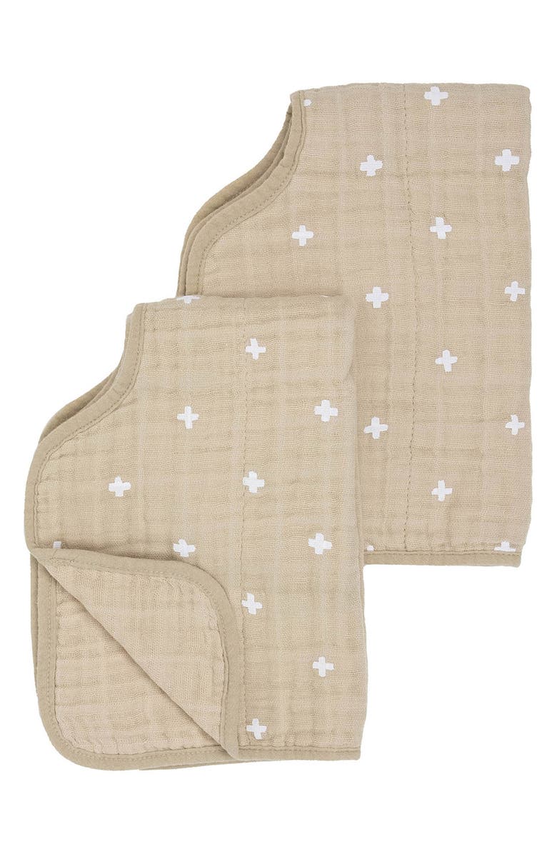 little unicorn Assorted 2-Pack Cotton Muslin Burp Cloths, Alternate, color, Taupe Cross