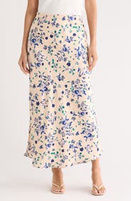 ELIE ELIE TAHARI Floral Print Satin Maxi Skirt