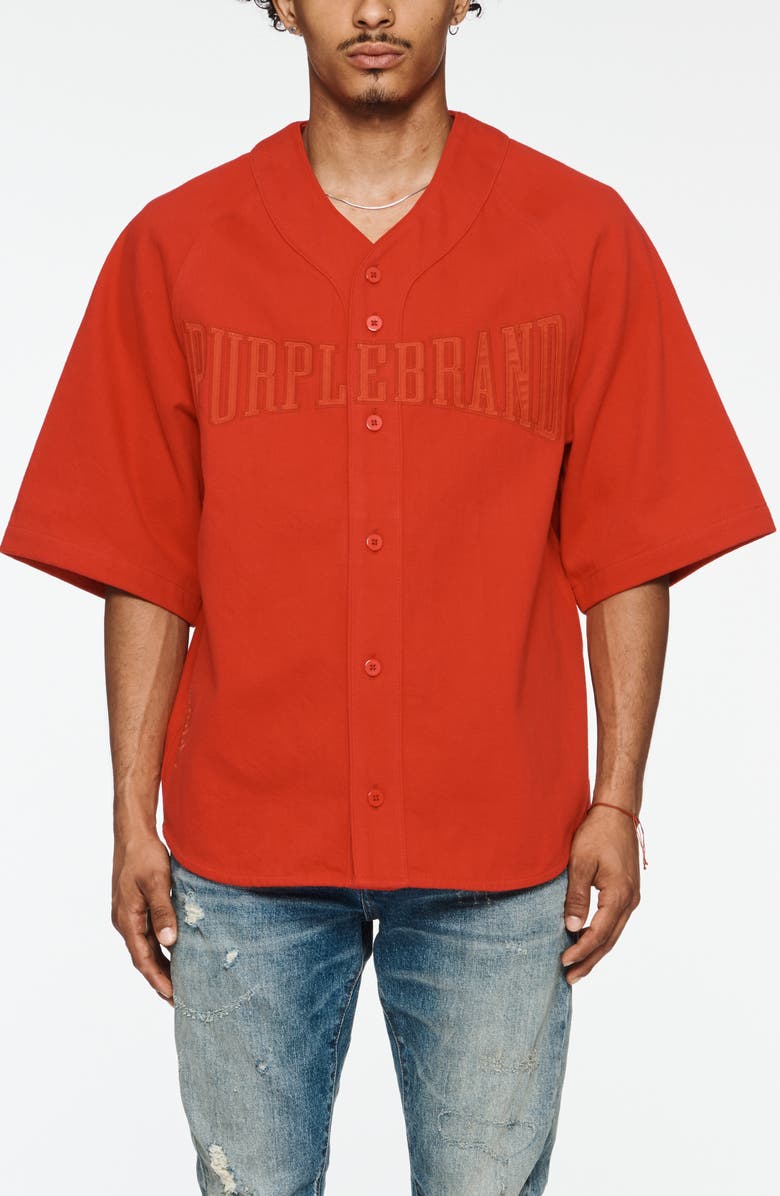 PURPLE BRAND Logo Cotton Baseball Shirt, Main, color,