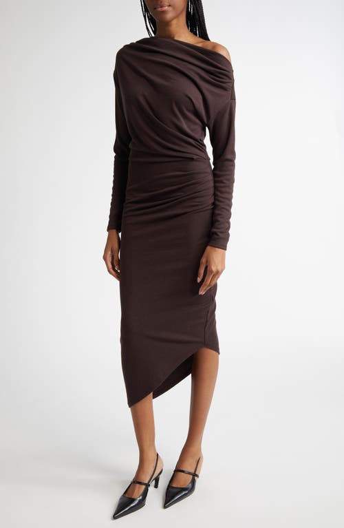 Shop Reiss Fleur One-shoulder Long Sleeve Asymmetric Dress In Brown
