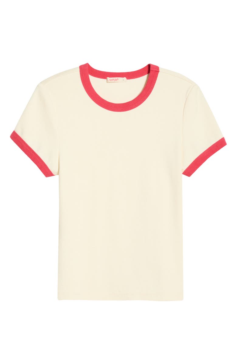 Marine Layer Lexi Rib Ringer T-Shirt, Main, color, Cream And Poppy