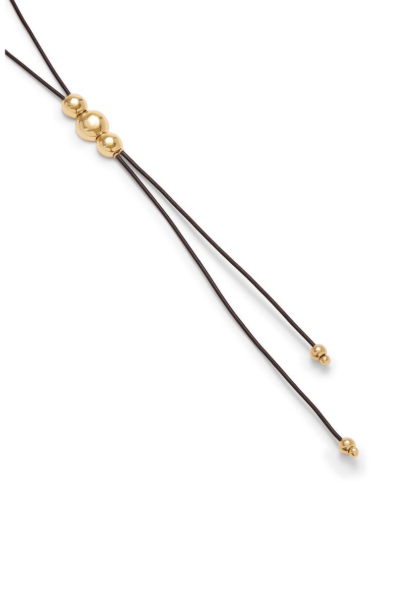 Triple-Bead Leather Necklace, Alternate, color, Gold