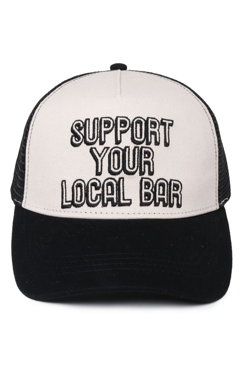 David & Young Support Your Local Bar Trucker Hat, Main, color, 
