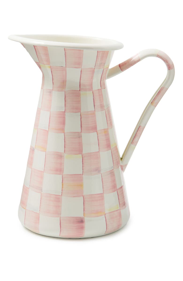 MACKENZIE CHILDS Rosy Check Large Enameled Steel Practical Pitcher, Main, color, Rosy