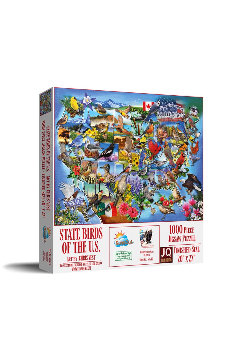 Sunsout State Birds of the U.S. 1000 piece Jigsaw Puzzle for Adults, Main, color, Multicolor