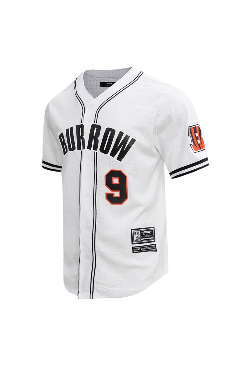Men's Pro Standard Joe Burrow White Cincinnati Bengals Mesh Baseball Button-Up T-Shirt, Alternate, color, White