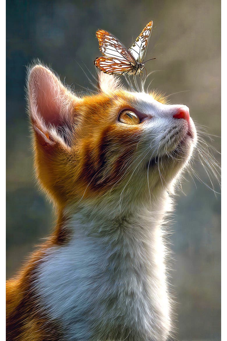 Cute Cat and Butterfly 550, Alternate, color, Multicolor