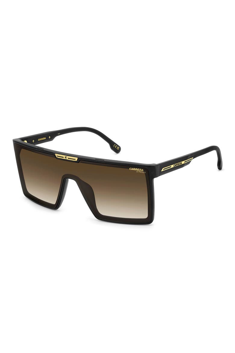99mm Oversize Gradient Shield Sunglasses, Alternate, color, MATTE BLACK/ BLACK BROWN GREEN