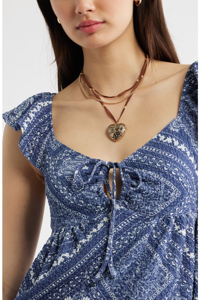 Flutter Sleeve Top, Alternate, color, BLUE IVORY BANDANA