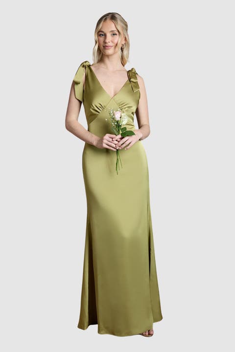 V-Neck Crepe Maxi Dress