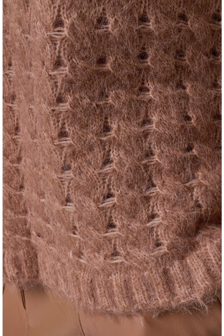 Basket Weave Turtleneck Sweater, Alternate, color, CAMEL