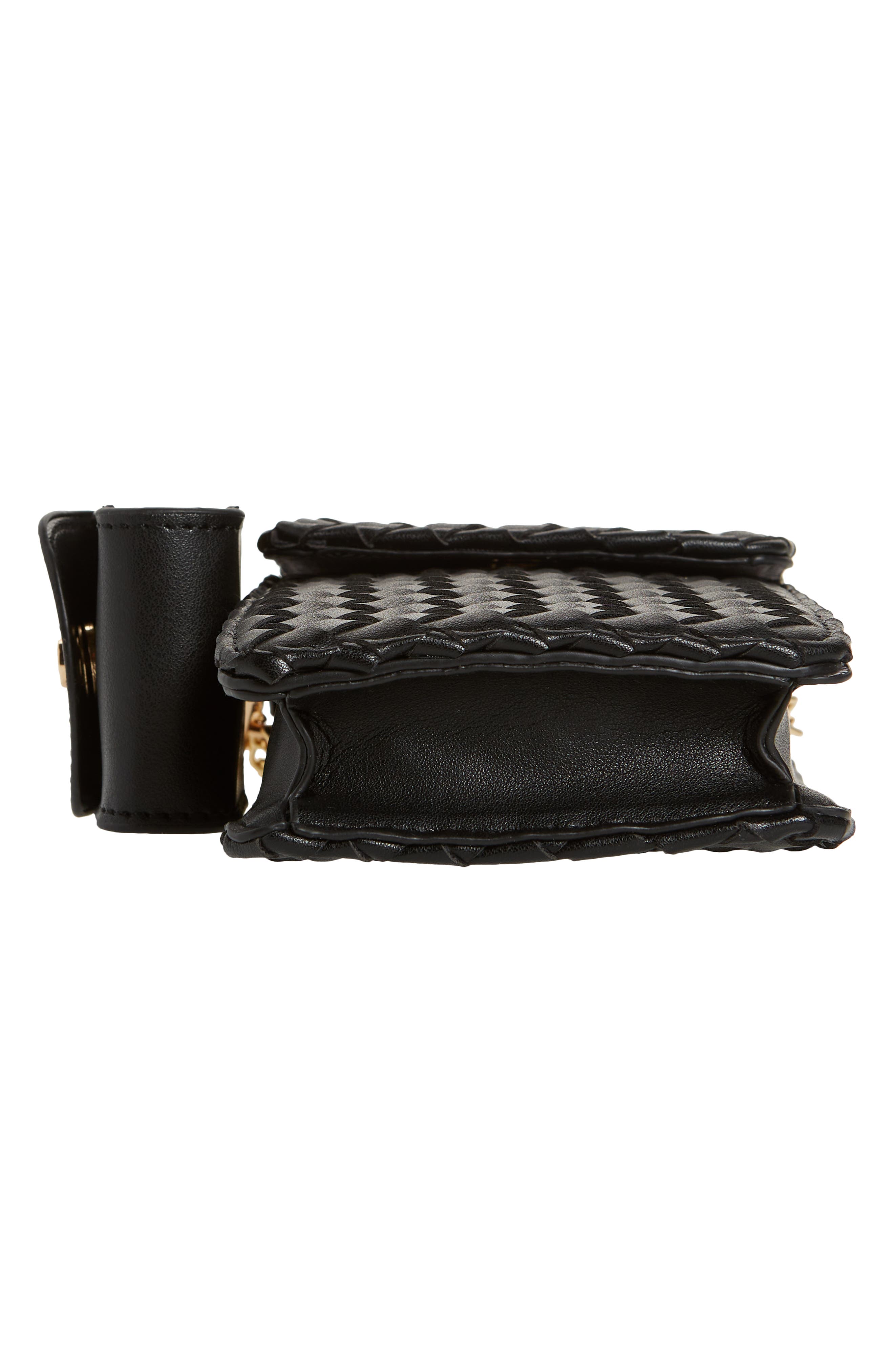 Woven Vegan Leather Phone Crossbody Bag, Alternate, color, BLACK
