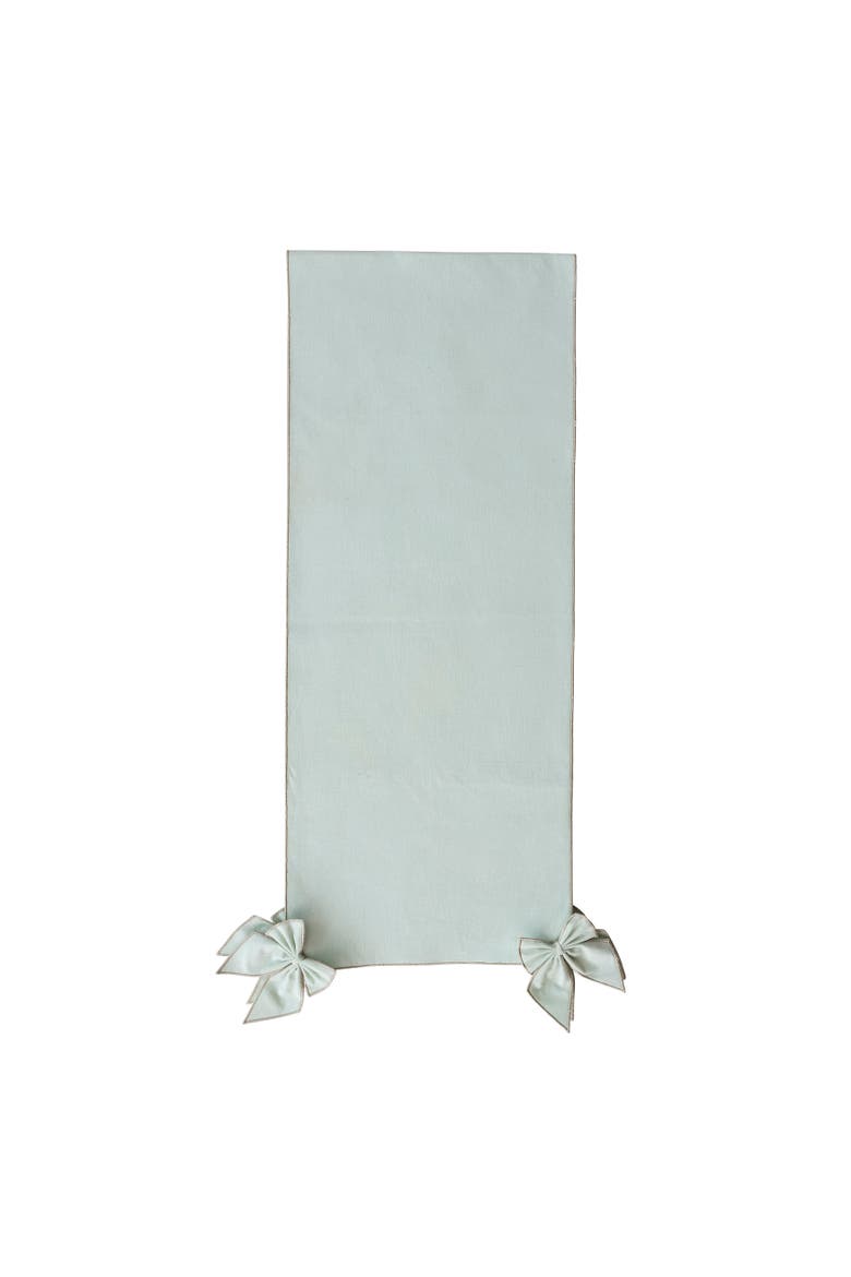 Cotton & Linen Table Runner with Detachable Bows, Main, color, Gold and Mint