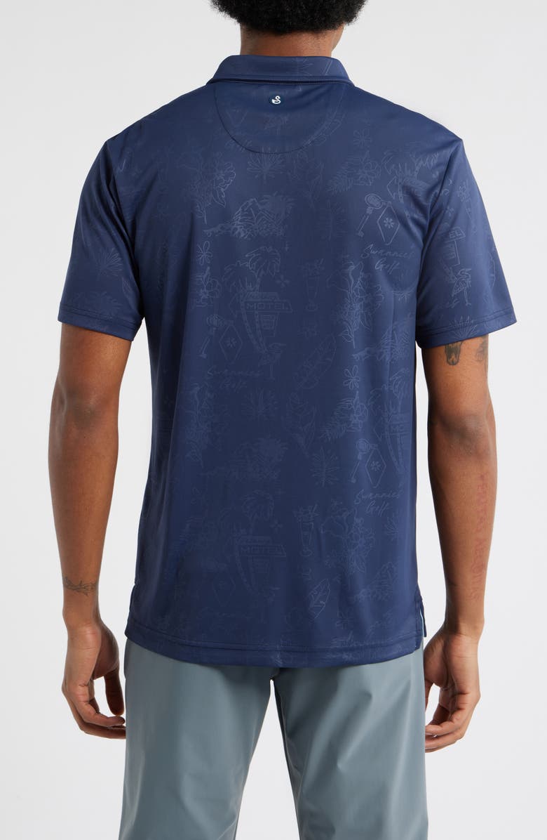 Swannies Clubhouse Icon Print Performance Golf Polo, Alternate, color, Navy