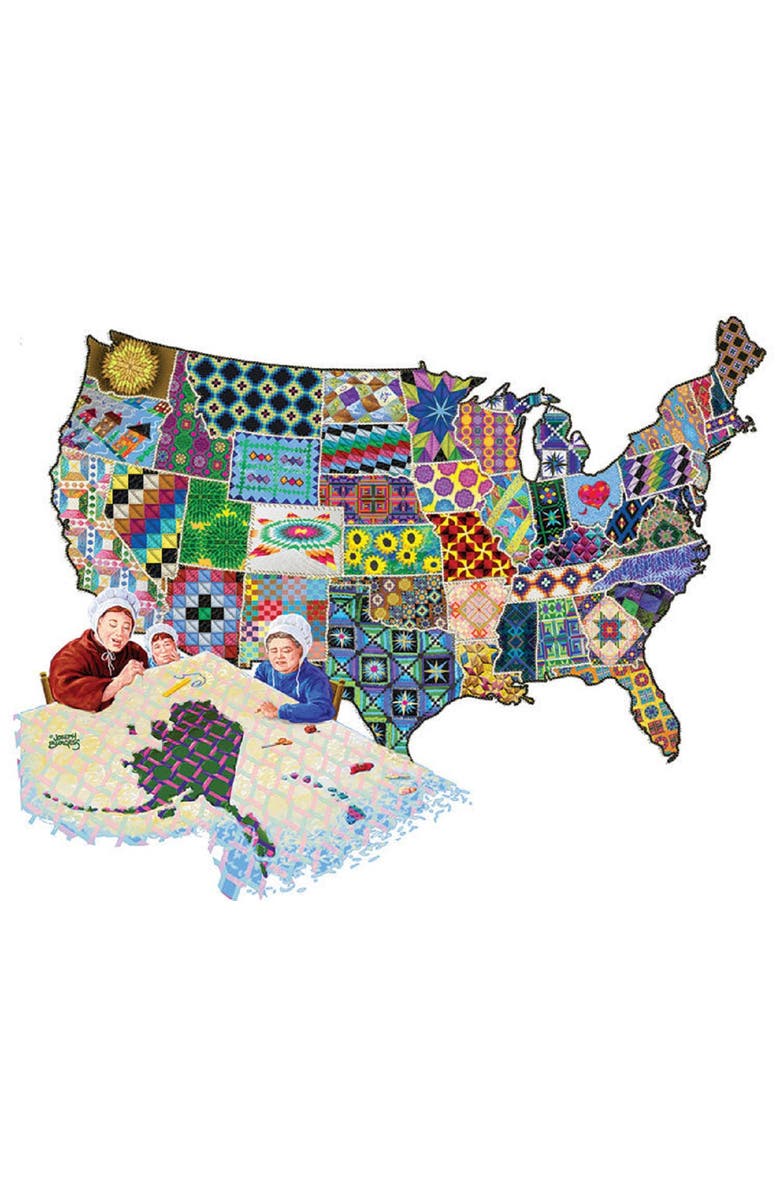 Sunsout An American Quilt 600 piece Jigsaw Puzzle for Adults Special Shape, Main, color, Multicolor