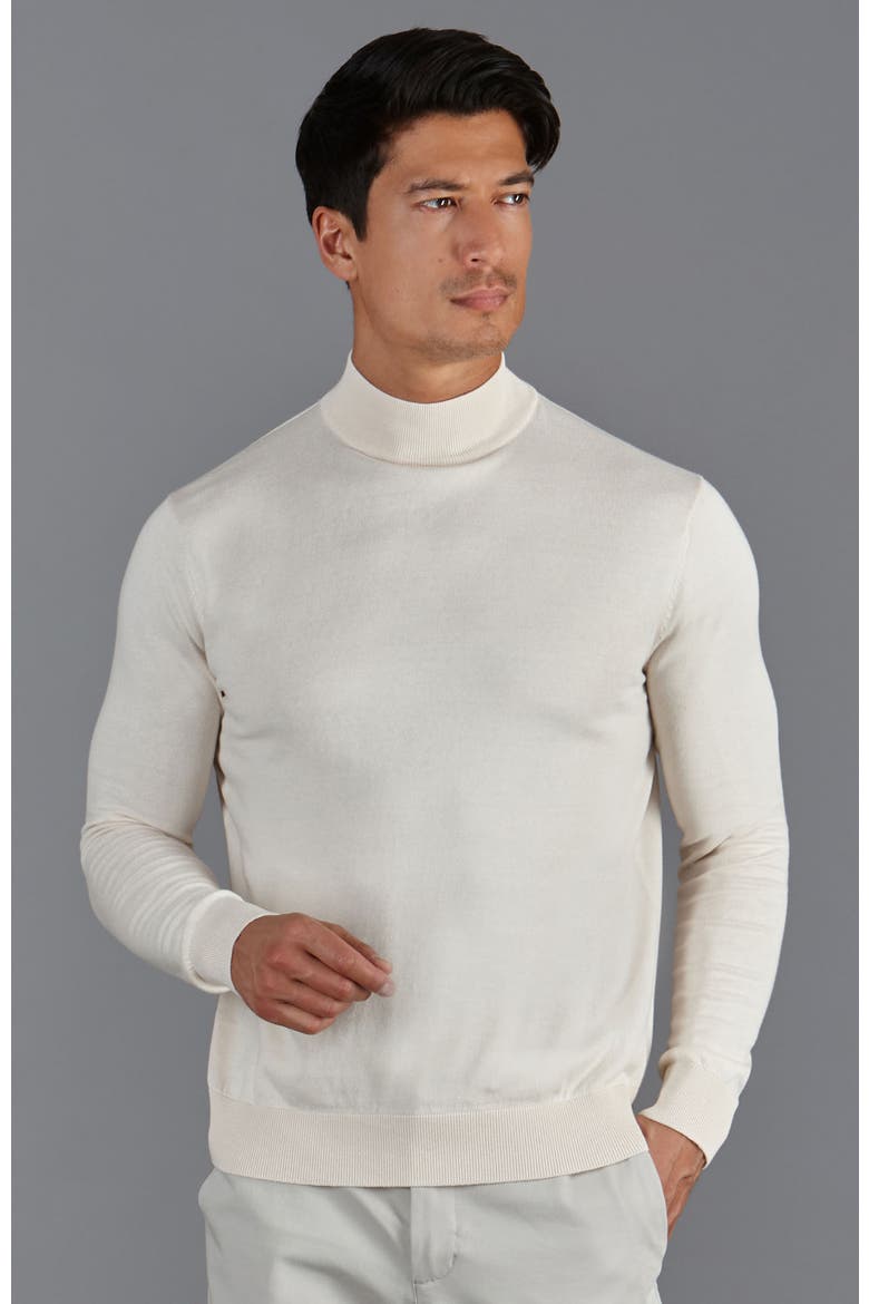 Cotton Mock Turtle Neck Sweater, Alternate, color, Ecru