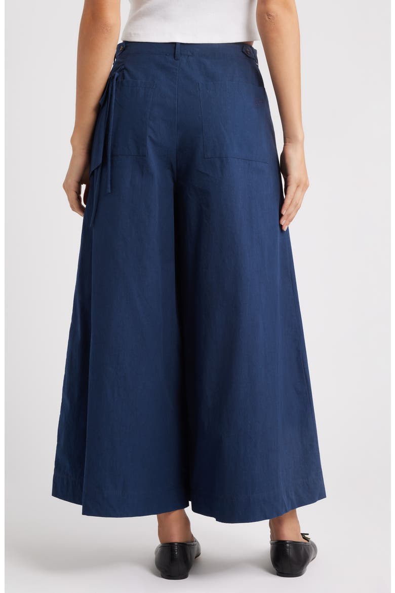 Tatianna Belted Organic Cotton Ankle Wide Leg Pants, Alternate, color, NAVY