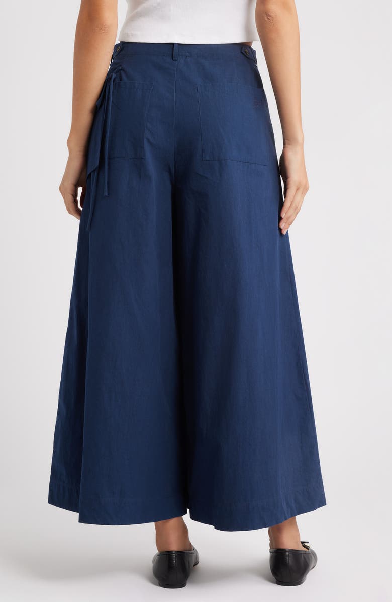 Damson Madder Tatianna Belted Organic Cotton Ankle Wide Leg Pants, Alternate, color, Navy