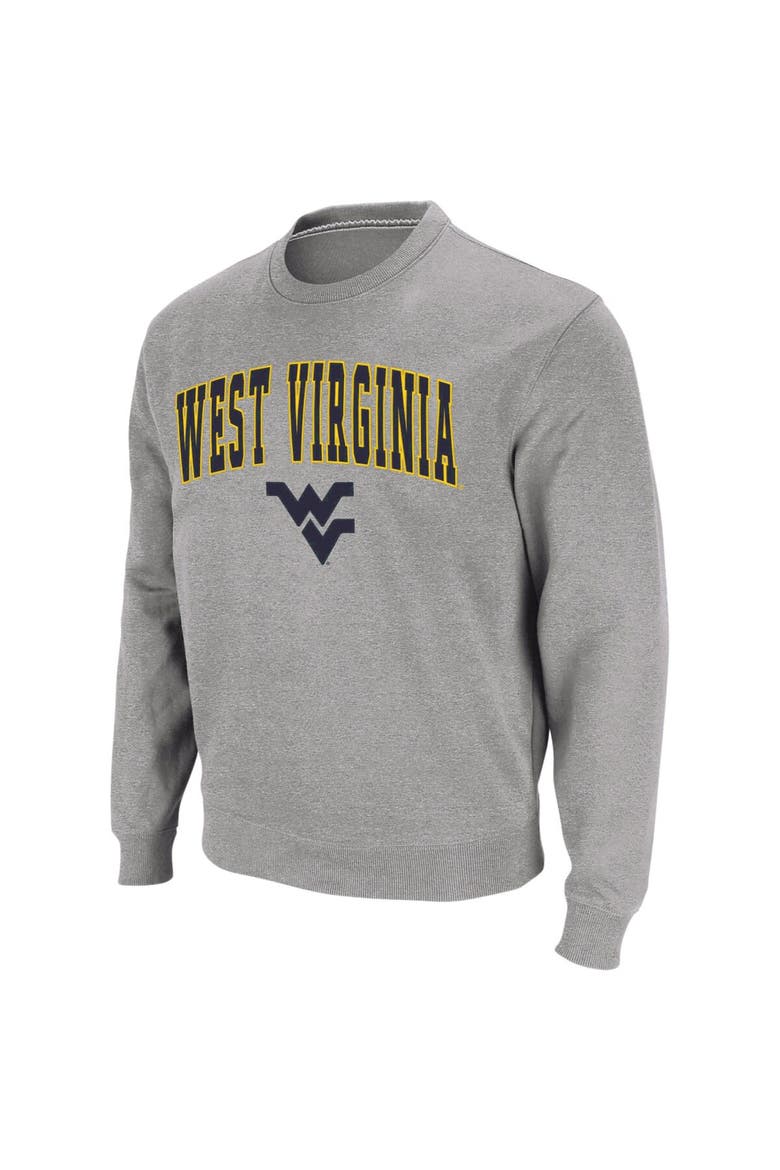 Men's Colosseum Heather Gray West Virginia Mountaineers Arch & Logo Crew Neck Sweatshirt, Main, color, Heather Gray