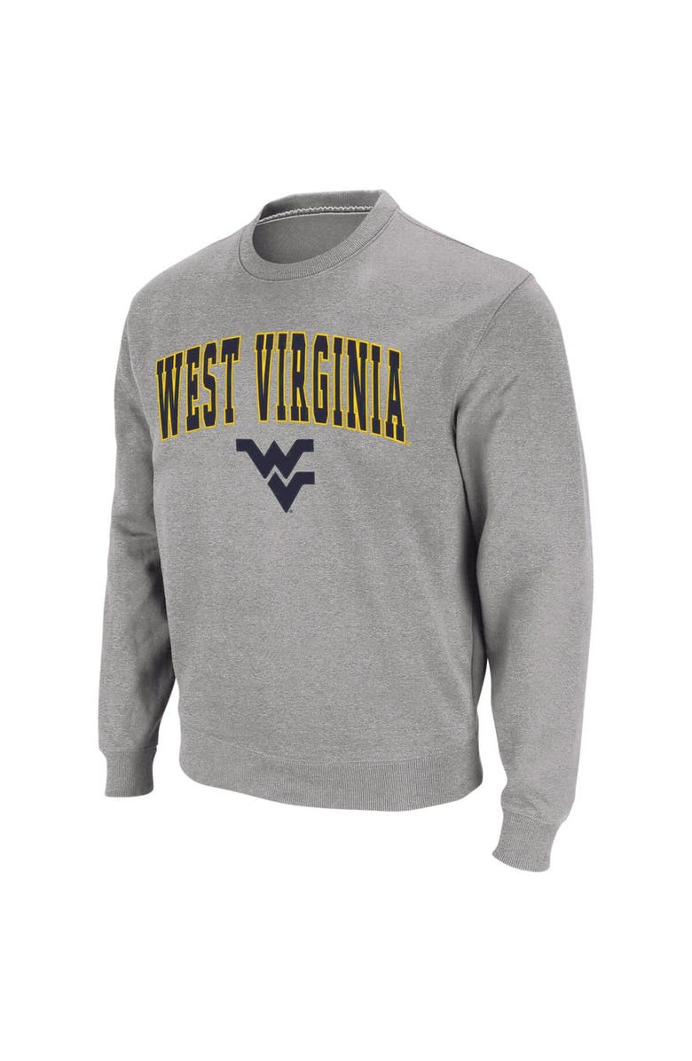 COLOSSEUM Men's Colosseum Heather Gray West Virginia Mountaineers Arch & Logo Crew Neck Sweatshirt, Main, color, Heather Gray