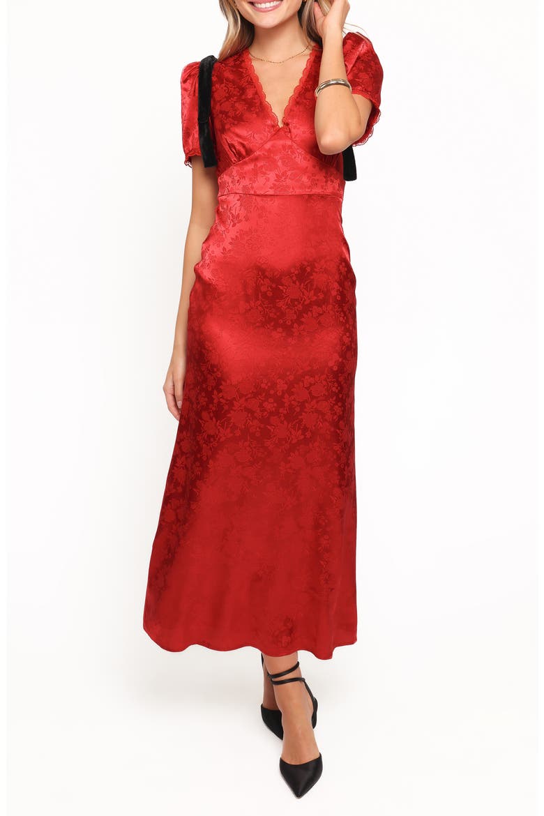 Lomandra Brocade & Velvet Tie Maxi Dress, Main, color, RED JACQUARD