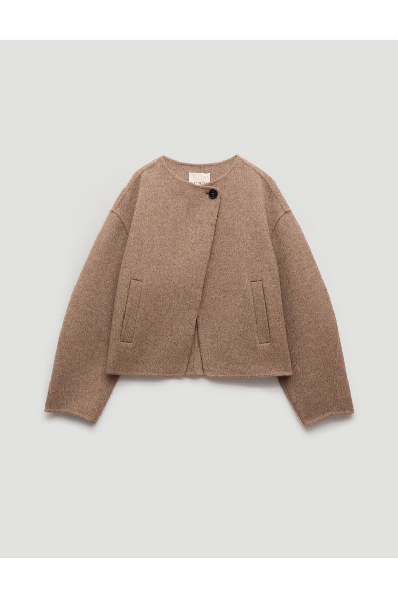 Linnie Double Faced Collarless Jacket, Alternate, color, OATMEAL MARL