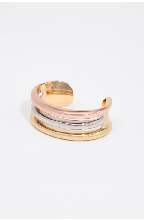 Triple Band Rigid Metal Bracelet