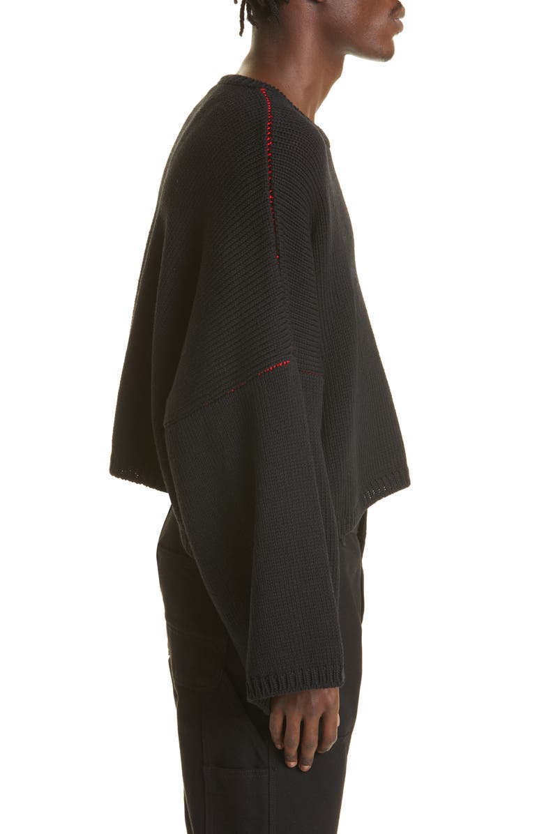 Raf Simons Oversize Smiley Wool Crewneck Sweater, Alternate, color, 