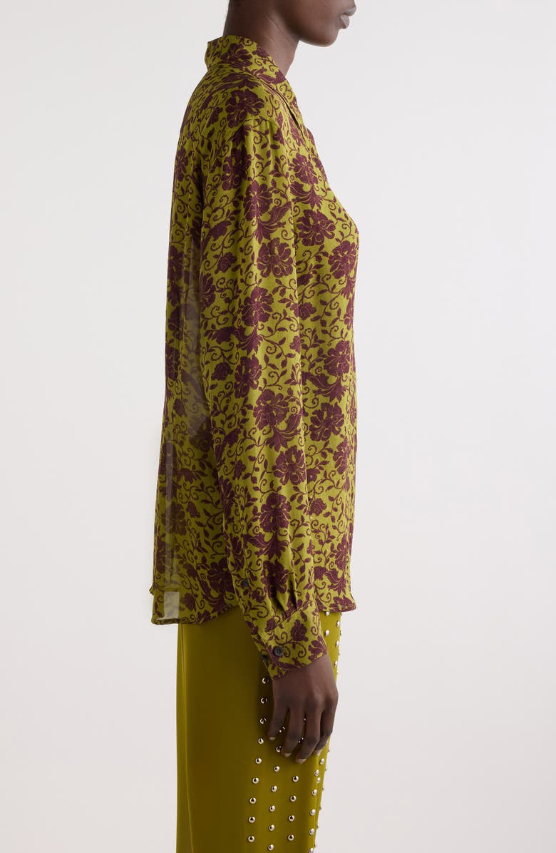 Dries Van Noten Chowy Floral Button-Up Shirt, Alternate, color, Olive