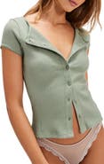 Free People Most Wanted Short Sleeve Cotton Blend Cardigan
