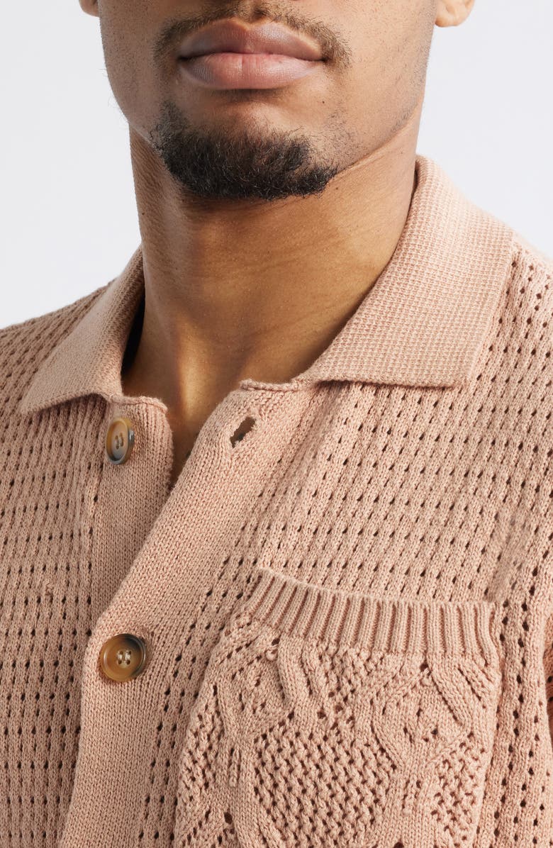 Native Youth Blakely Knitted Button-Up Shirt, Alternate, color, Pink