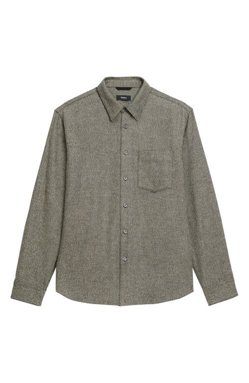 Theory Weekend Brushed Cotton Twill Button-up Shirt In Gray