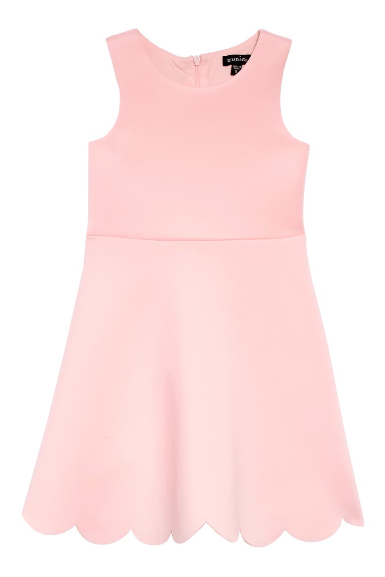 Scallop Hem Scuba Dress, Main, color, BLUSH