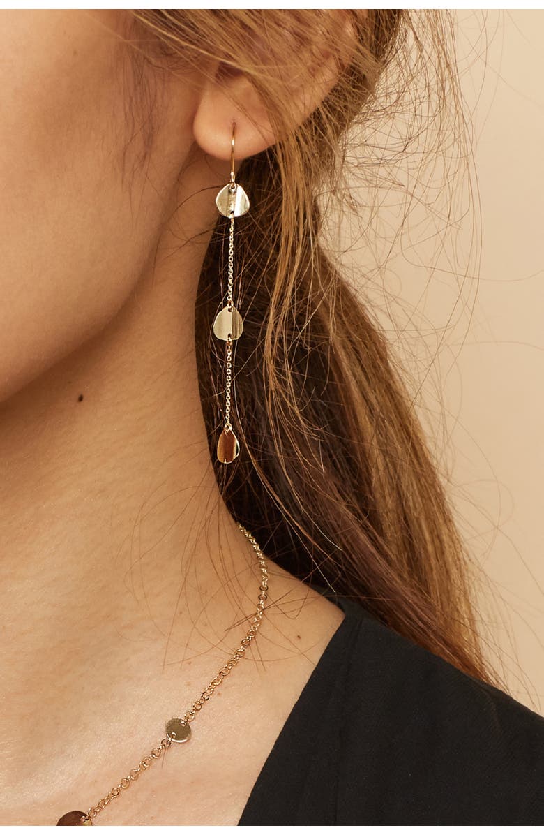 Oradina 14K Yellow Gold Botticelli Drop Earrings, Alternate, color, Yellow Gold