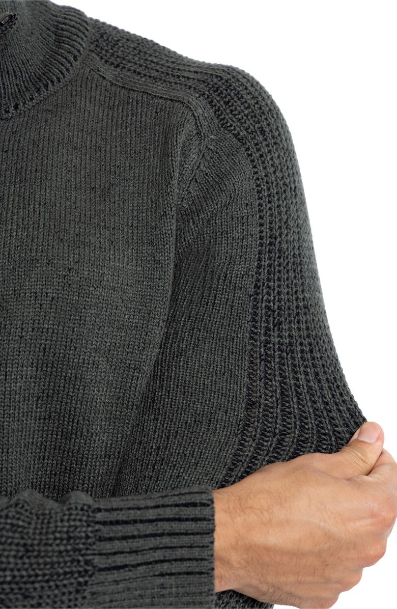 XRAY Quarter Zip Marble Knit Sweater, Alternate, color, Olive Marble