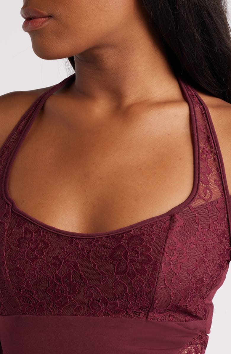 Mistress Rocks Long Sleeve Halter Lace Top, Alternate, color,