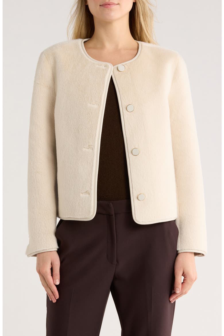 Faux Fur Jacket, Main, color, LIGHT BEIGE