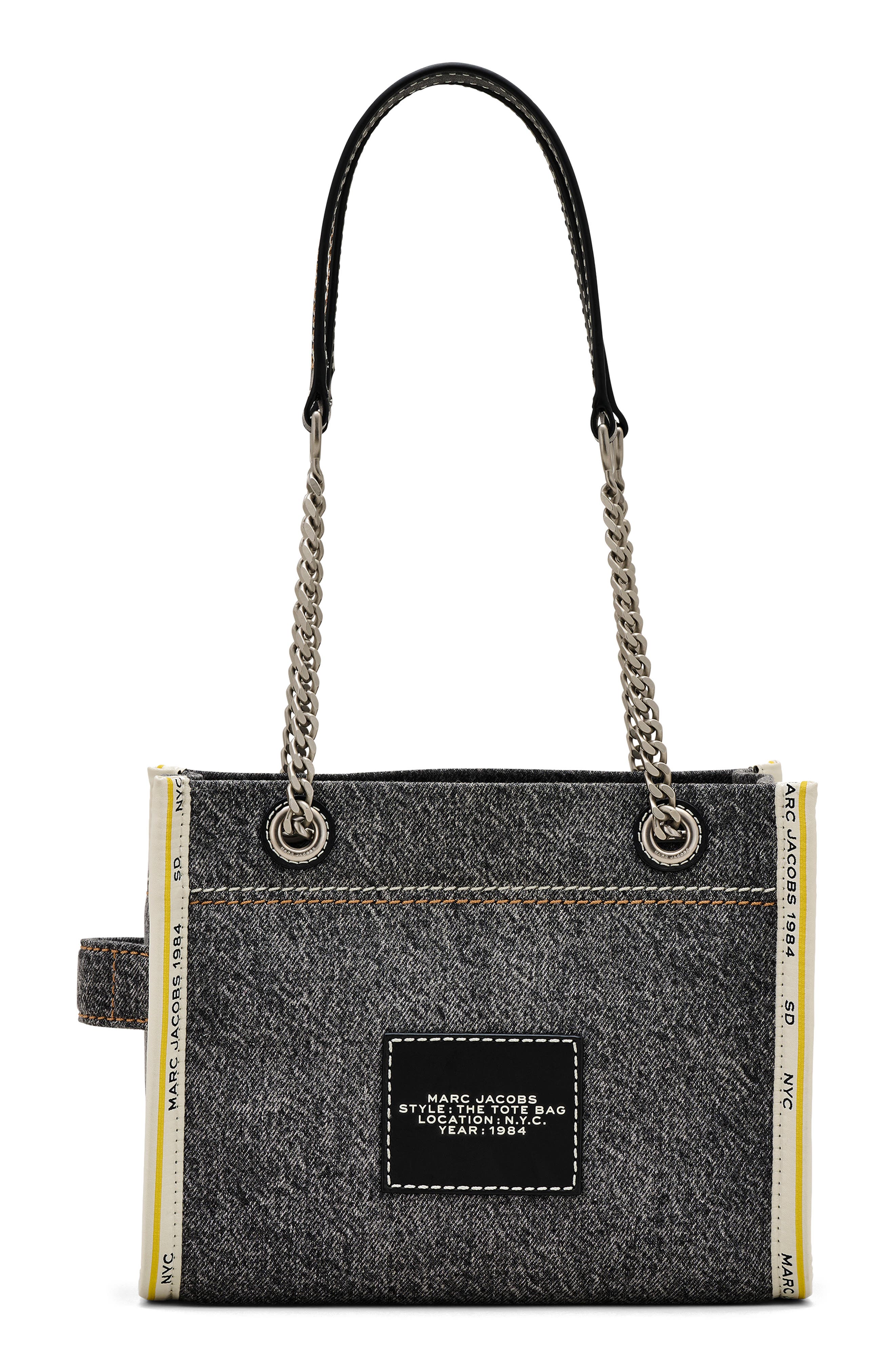 Marc Jacobs The Small Denim Tote, Alternate, color, Black Wash