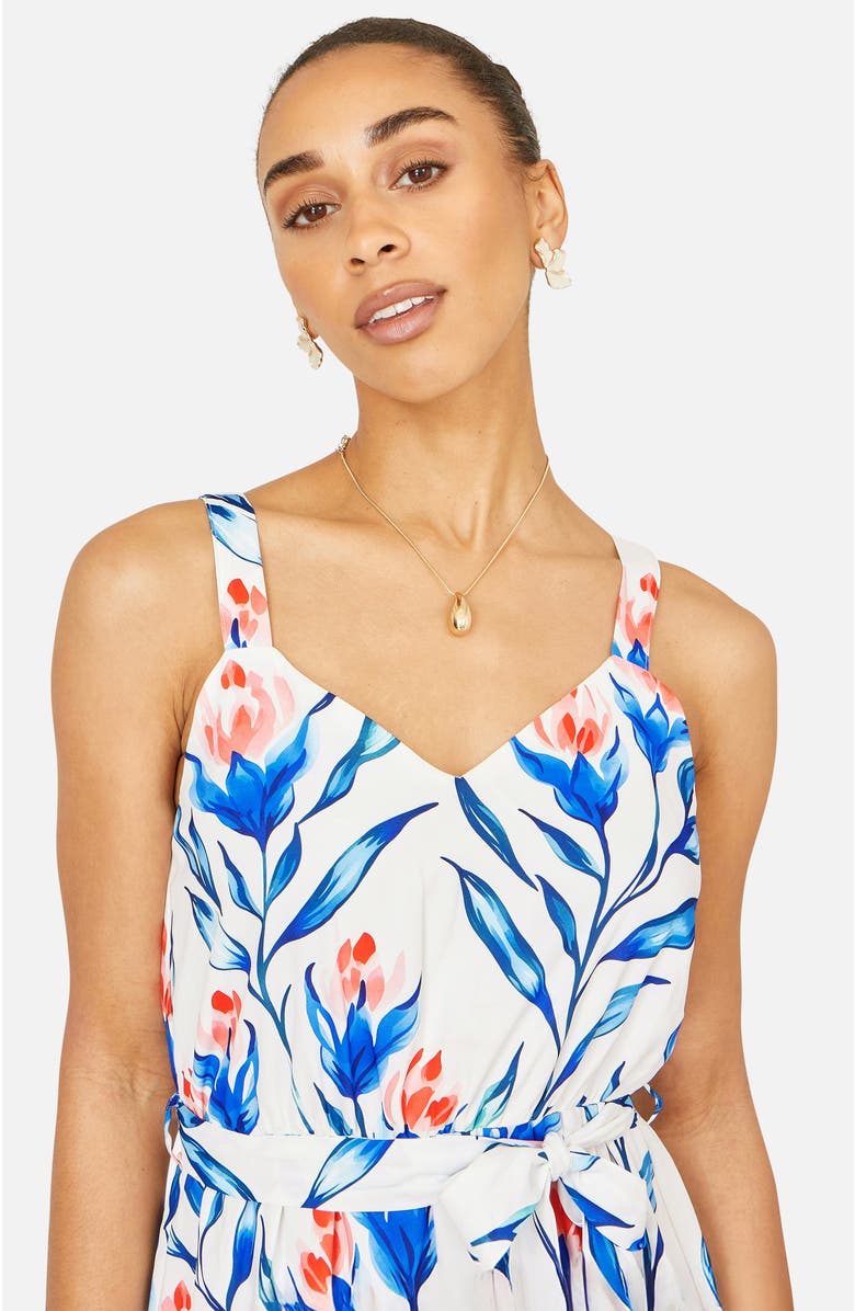 Yumi Floral Print Maxi Sun Dress, Alternate, color, White