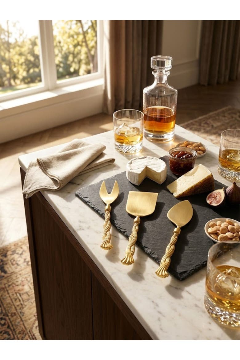 Santiago Cheese Knives, Set of 3, Alternate, color, Gold