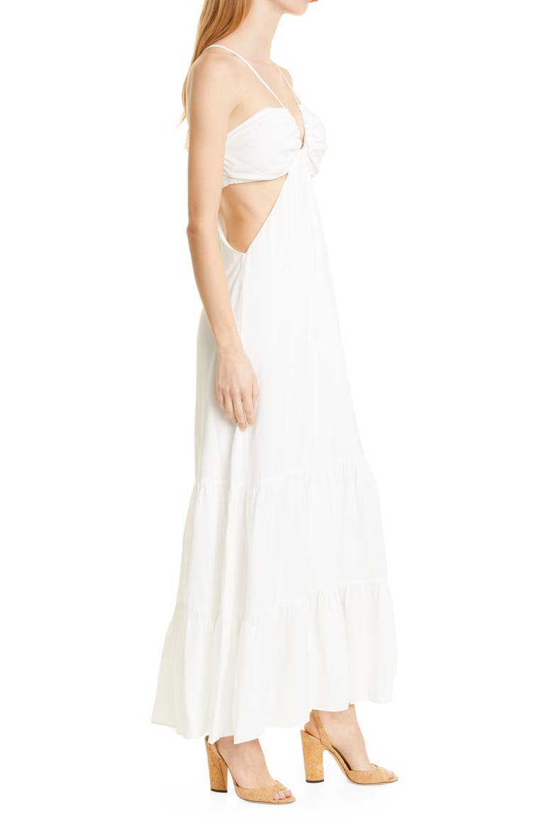 Asymmetric Neck Silk Blend Slipdress, Alternate, color, IVORY